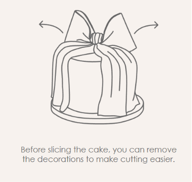 Before slicing the cake, you can remove the decorations to make cutting easier.